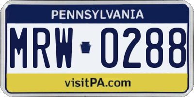 PA license plate MRW0288