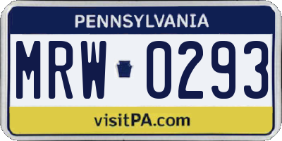 PA license plate MRW0293