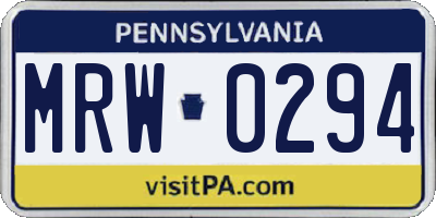 PA license plate MRW0294