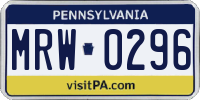 PA license plate MRW0296