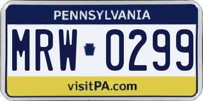 PA license plate MRW0299