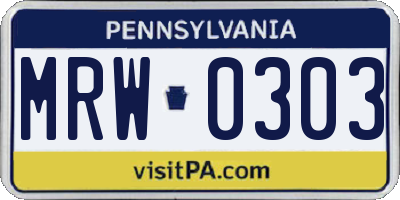 PA license plate MRW0303