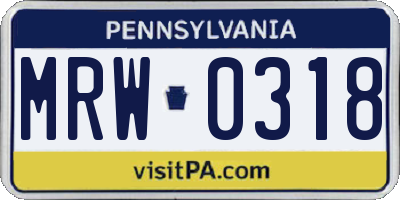 PA license plate MRW0318