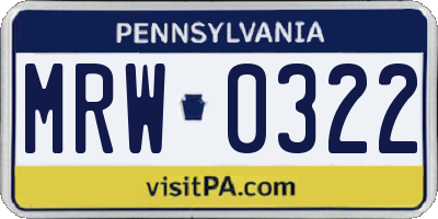 PA license plate MRW0322