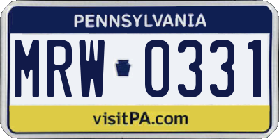 PA license plate MRW0331