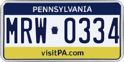 PA license plate MRW0334