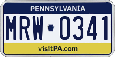 PA license plate MRW0341