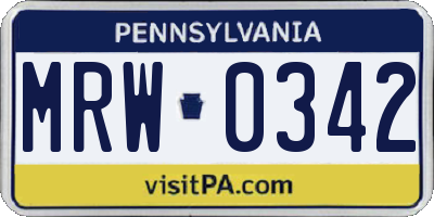 PA license plate MRW0342