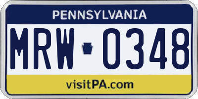 PA license plate MRW0348