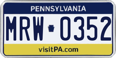 PA license plate MRW0352
