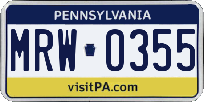 PA license plate MRW0355