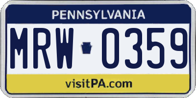 PA license plate MRW0359