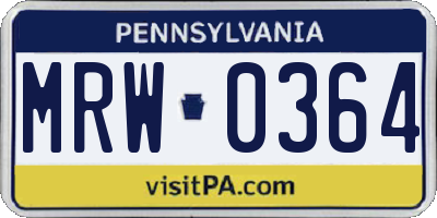 PA license plate MRW0364