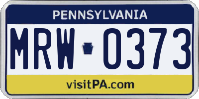 PA license plate MRW0373