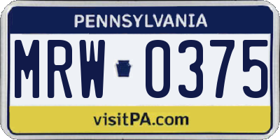 PA license plate MRW0375