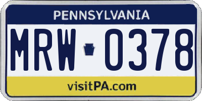 PA license plate MRW0378