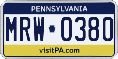 PA license plate MRW0380