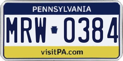 PA license plate MRW0384
