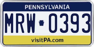 PA license plate MRW0393