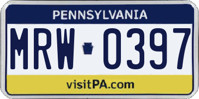 PA license plate MRW0397