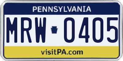 PA license plate MRW0405
