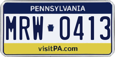 PA license plate MRW0413