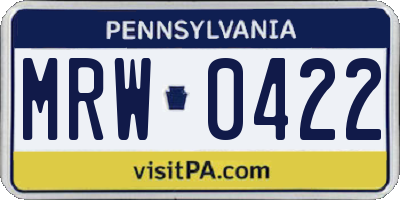 PA license plate MRW0422