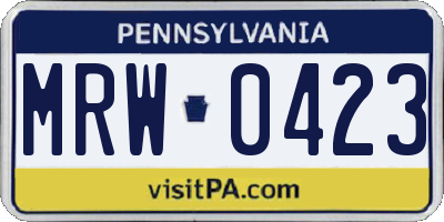 PA license plate MRW0423