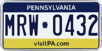 PA license plate MRW0432