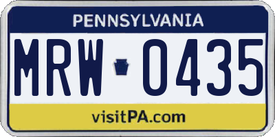 PA license plate MRW0435