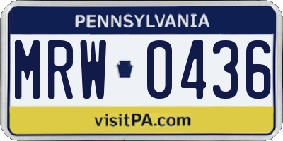 PA license plate MRW0436