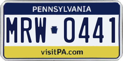 PA license plate MRW0441