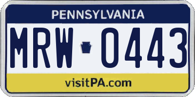 PA license plate MRW0443