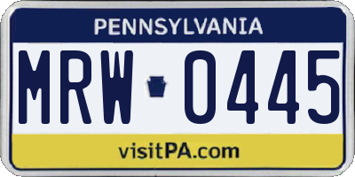 PA license plate MRW0445