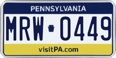 PA license plate MRW0449