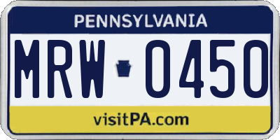 PA license plate MRW0450