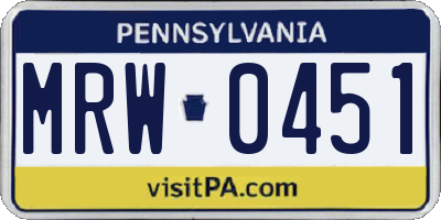PA license plate MRW0451