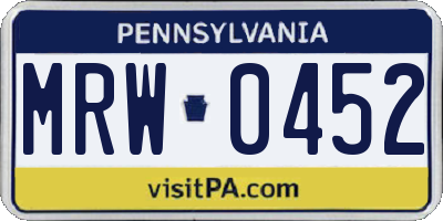 PA license plate MRW0452