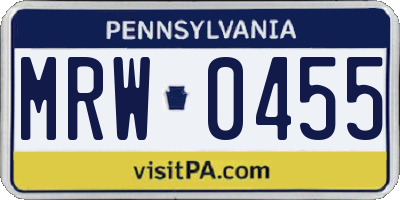 PA license plate MRW0455