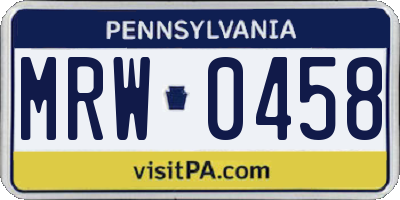 PA license plate MRW0458
