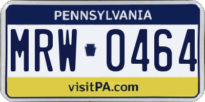 PA license plate MRW0464