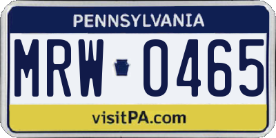 PA license plate MRW0465