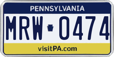 PA license plate MRW0474