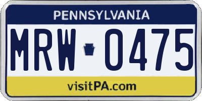 PA license plate MRW0475