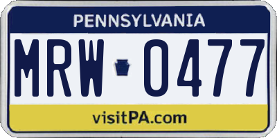 PA license plate MRW0477