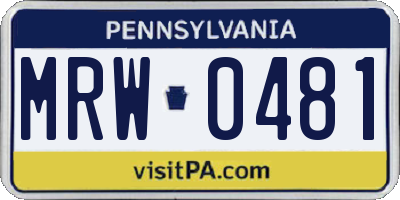 PA license plate MRW0481