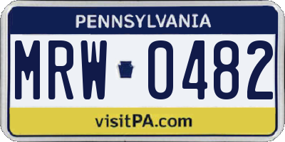 PA license plate MRW0482