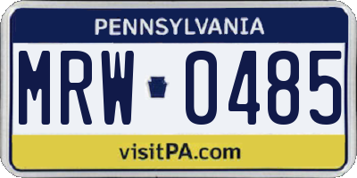 PA license plate MRW0485