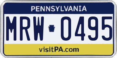 PA license plate MRW0495