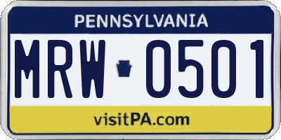 PA license plate MRW0501